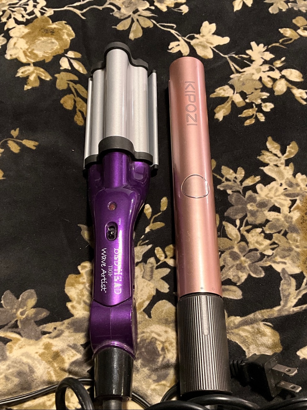 BedHead Purple Wave Artist Hair Waver with Kipozi Rose Gold 2 in 1 Straightener